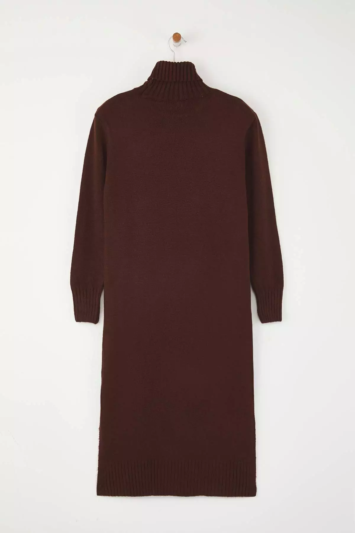 Brown Midi Wide Fit Soft Texture Knitwear Dress
