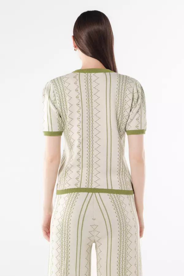 MINIMAL - Zevanna - Blus Rajut Motif Geometris - Green Colour Green