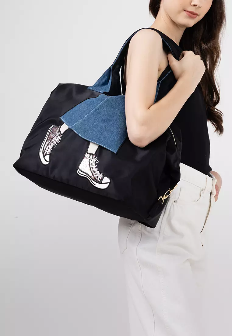 Embroidery Convertible Shoulder Bag