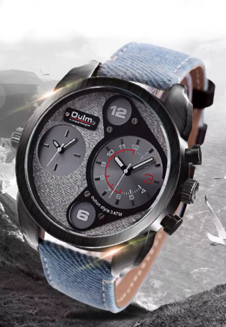 Buy OULM Very Large Men's Quartz Watch - 50x50mm - IP Black Steel case ...