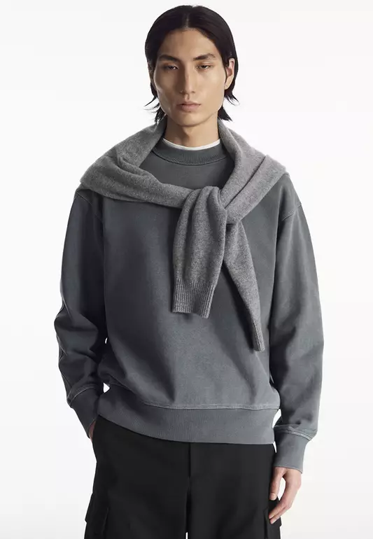 Garment-Dyed Mock-Neck Sweatshirt
