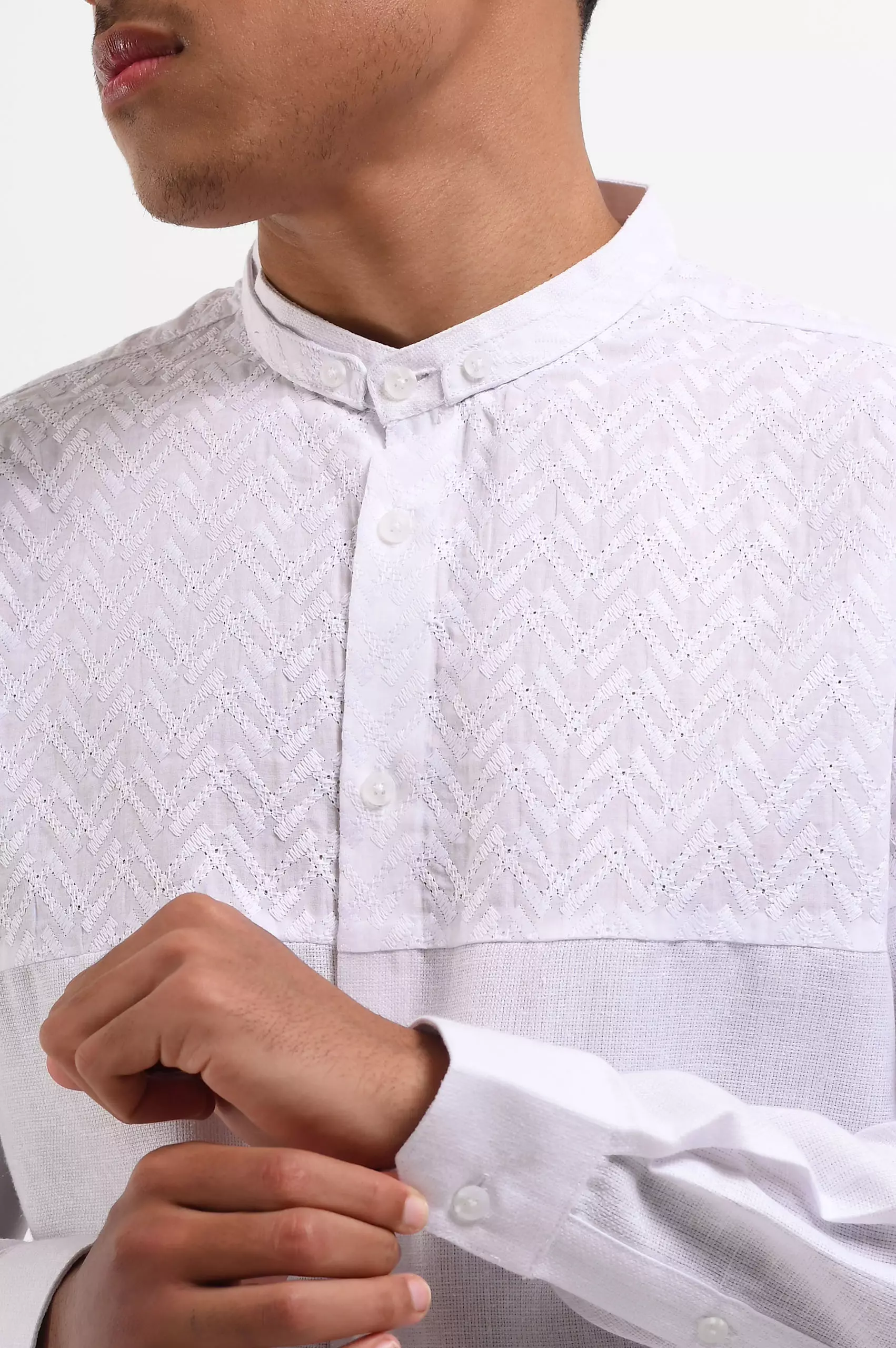 MANZONE Kemeja koko  Lengan Panjang Pria SAUQI - WHITE