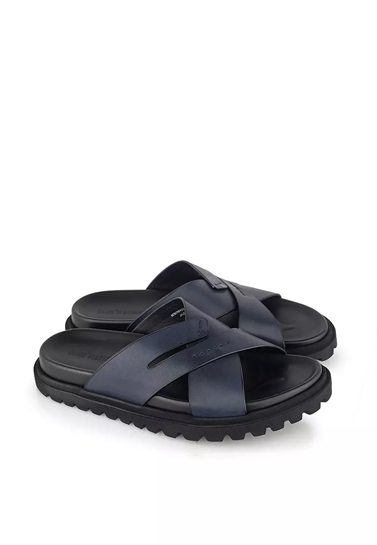 Sandal Kulit Pria Gino Mariani Jagger Navy