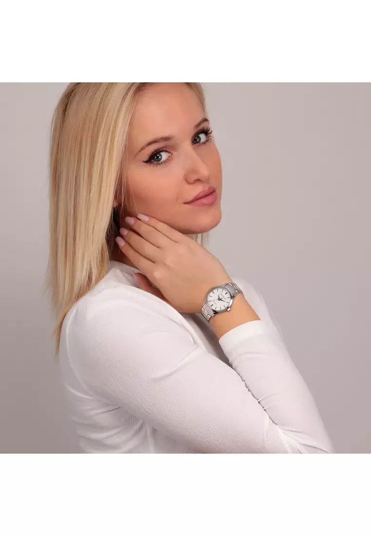 【2 Years Warranty】Trussardi T-Bent 32mm White Silver Dial Ladies Quartz Watch R2453141509