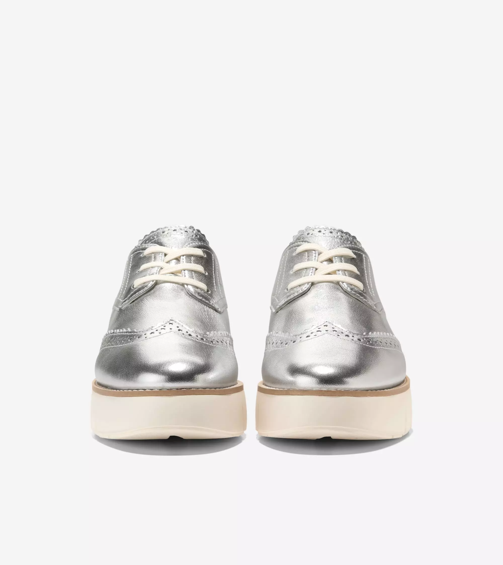 Cole Haan Women Grand City Platform Oxford - Sepatu Wanita (Silver)