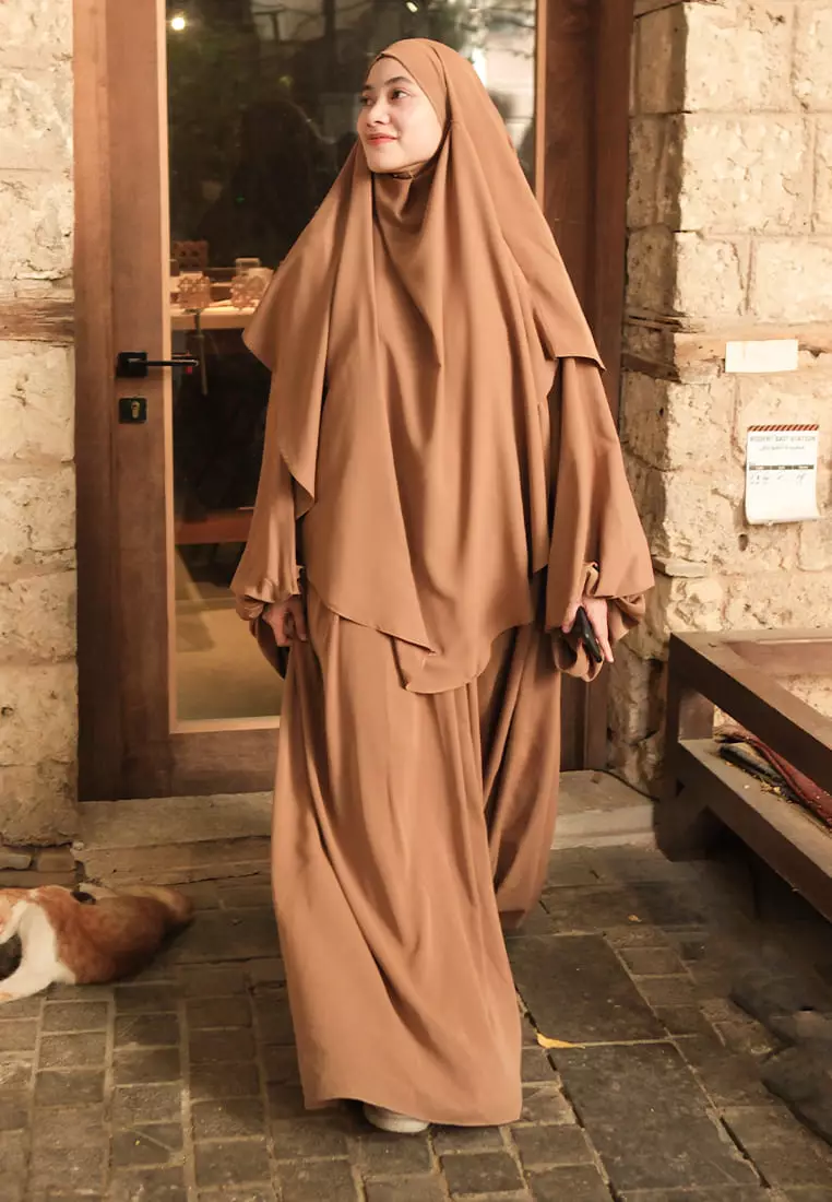 Mida Abaya Khimar Set Caramel (Lozy x Hamidah)