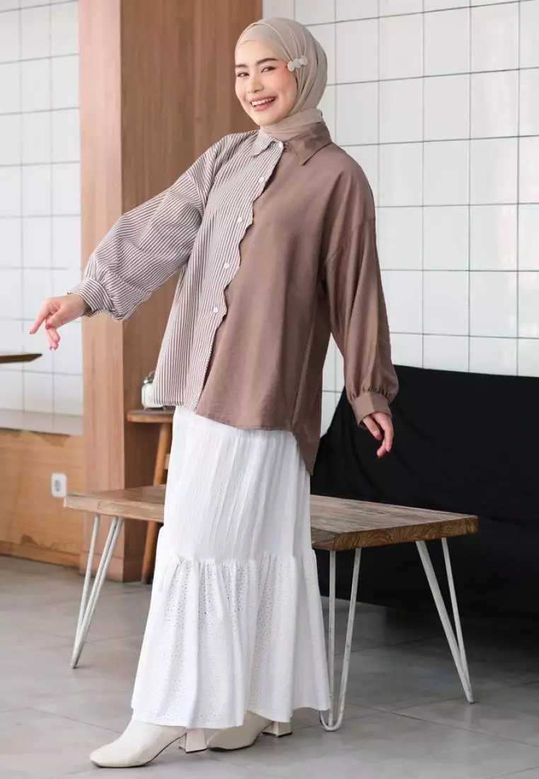 Zigzac Kemeja Wanita - Mocca - Stripe Mocca M18950 R107S5