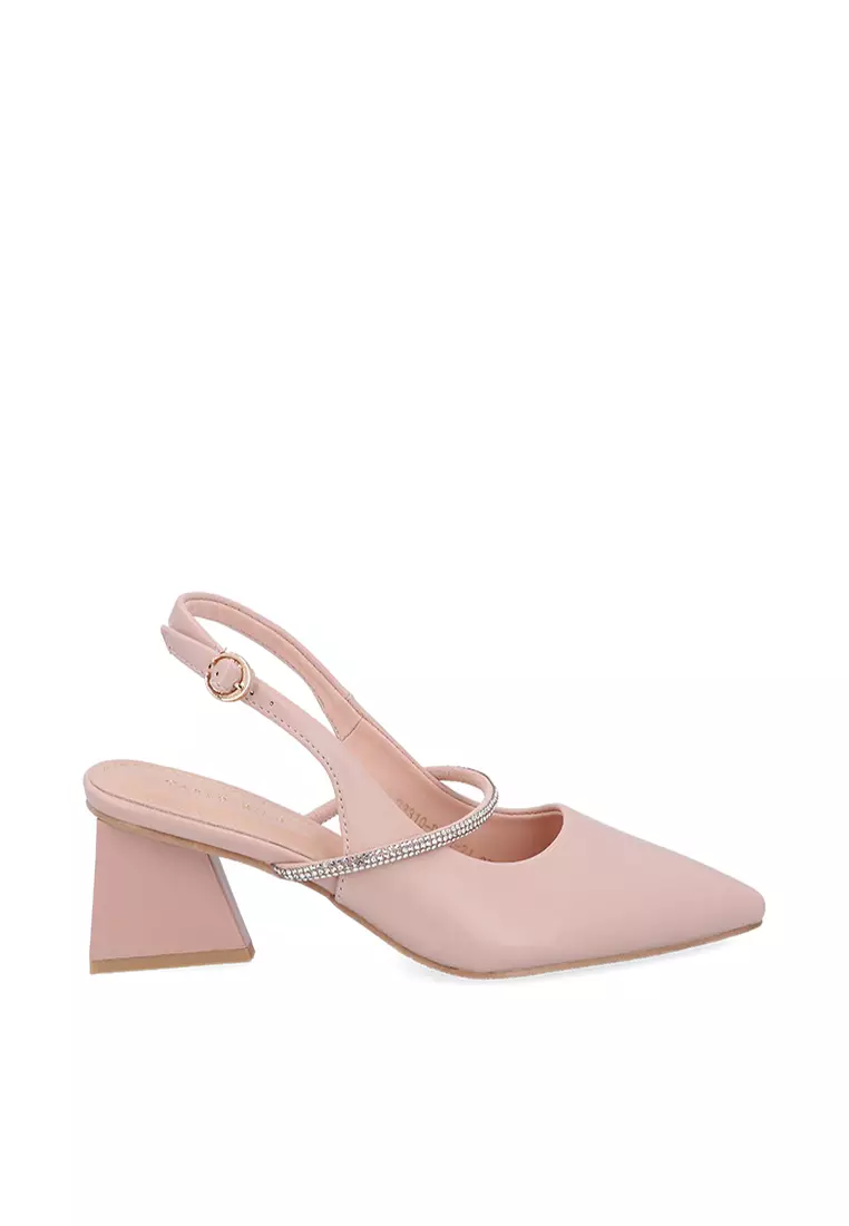 Discount on Carlo Rino  shoes - SKU: Beige Cecilia Glittered Strap 
slingback Pumps