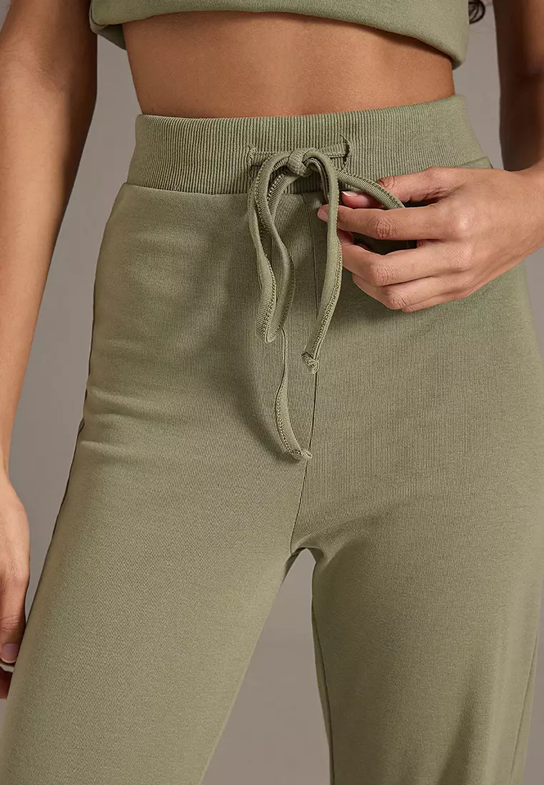 Khaki Fitted/Flexible Knitted Bottom-Top Set TWOSS25AU00053