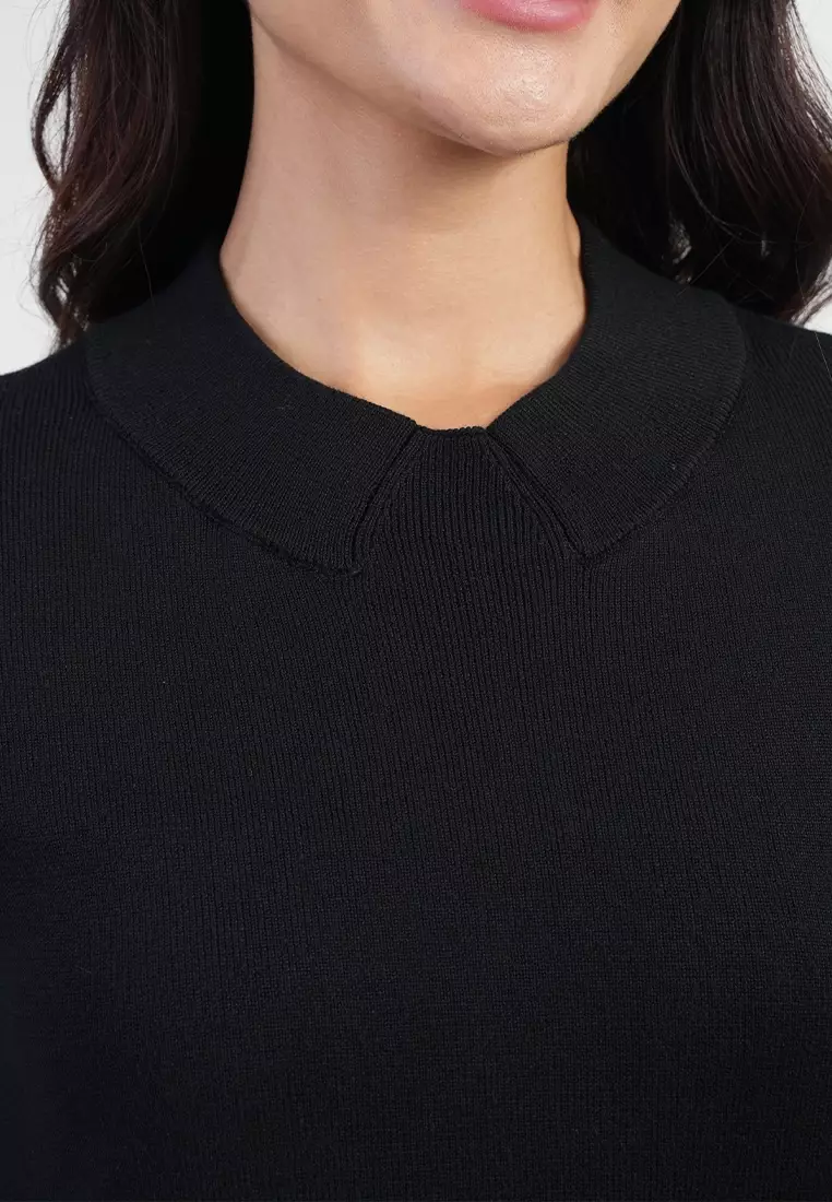 Jolianne Cap Sleeves High Neck Textured Shell Blouse