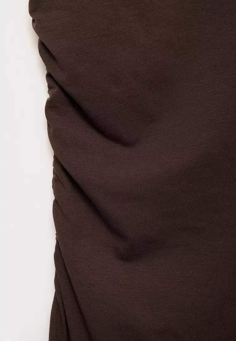 Asymmetrical Dress With Gathered Strap