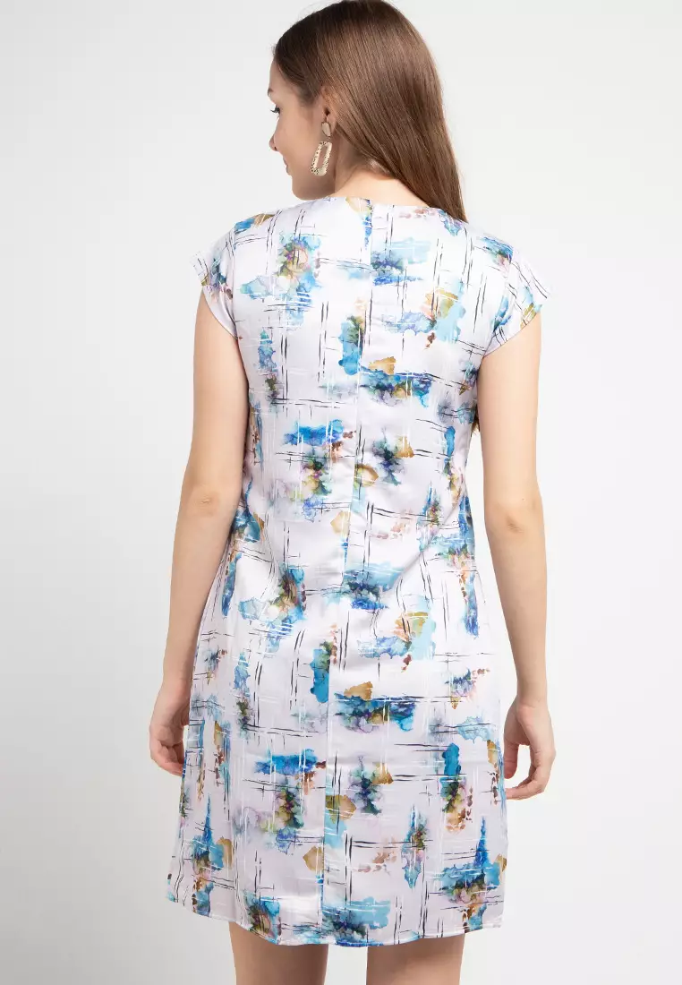 Arya Dress In Blue Grey Print