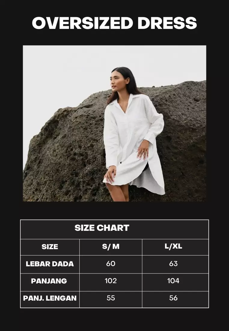 Sharm Kemeja Linen Oversize Lengan Panjang Wanita Cream | Oversize Linen  Long Sleeve Shirt Women Cream