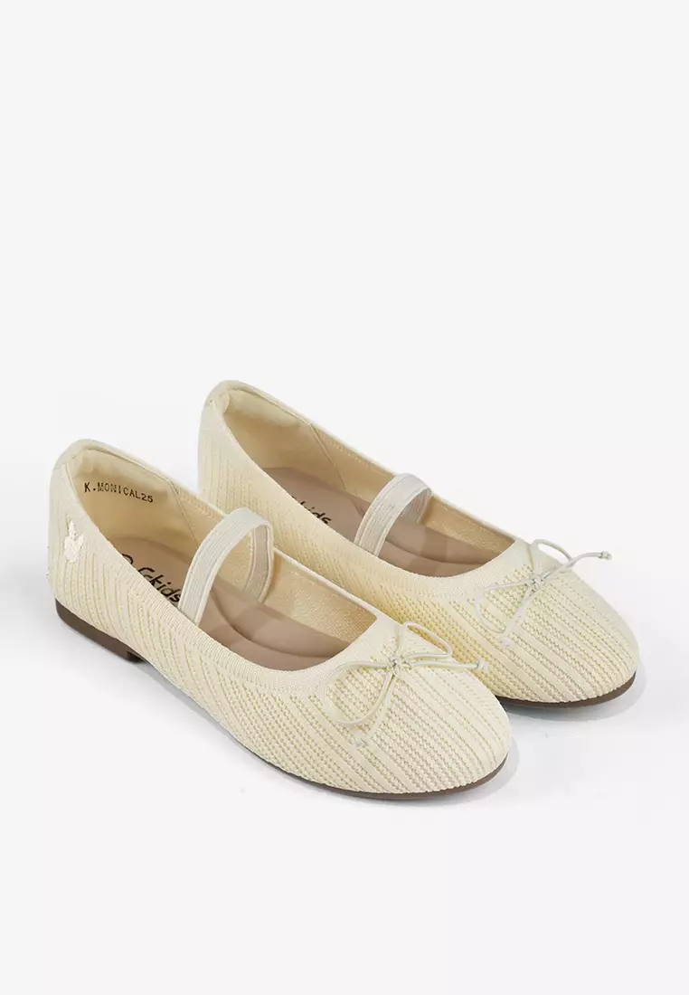 Sepatu Knit Flatshoes Ballerina Mary Jane Anak Perempuan T.Monica Yellow