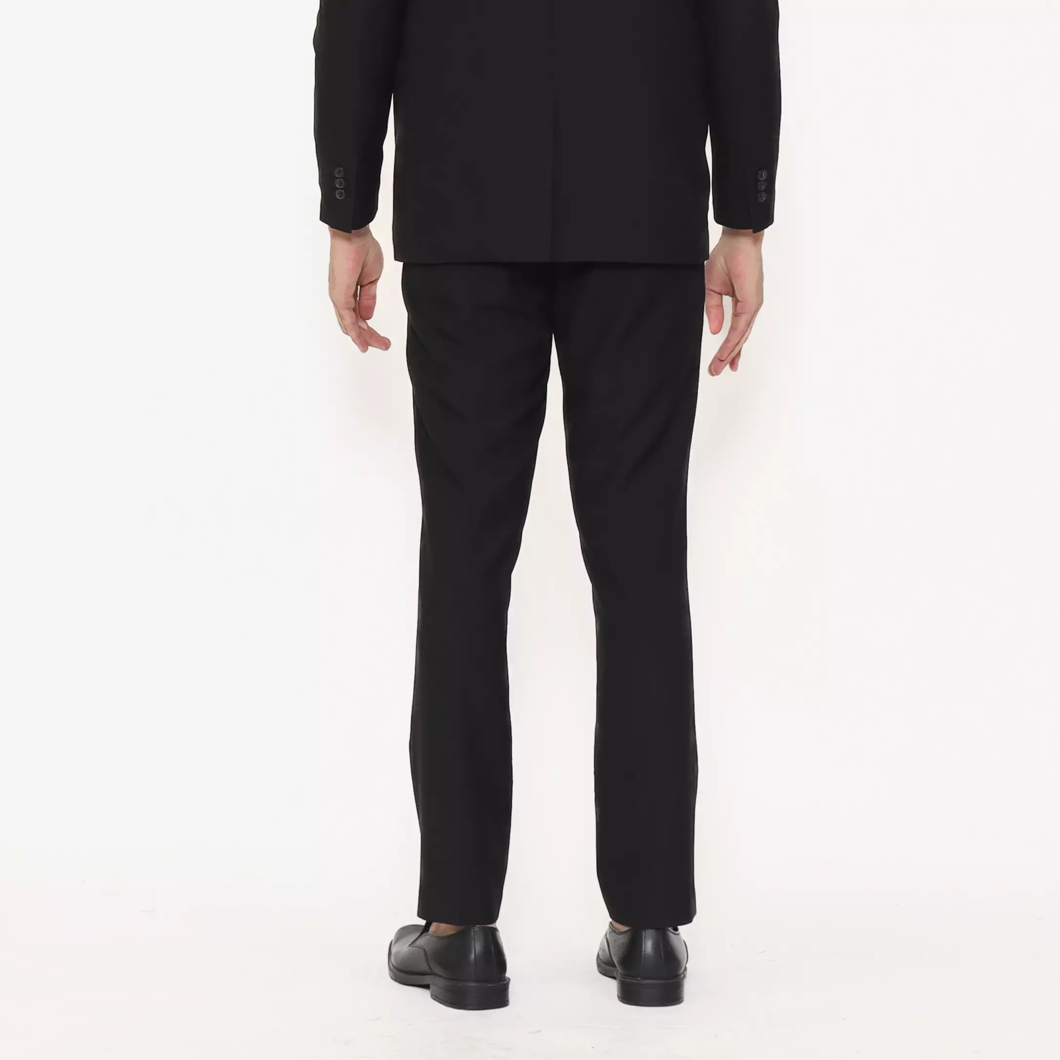 Lawell Celana Formal Pria Warna Hitam | Motif Salur Halus Elegan | Polyester Viscose Stretch | PAUL