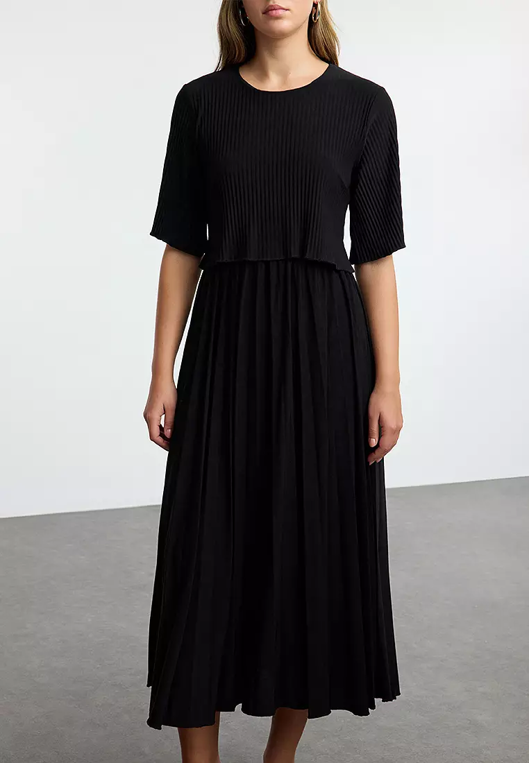 Pleated Midi Dress