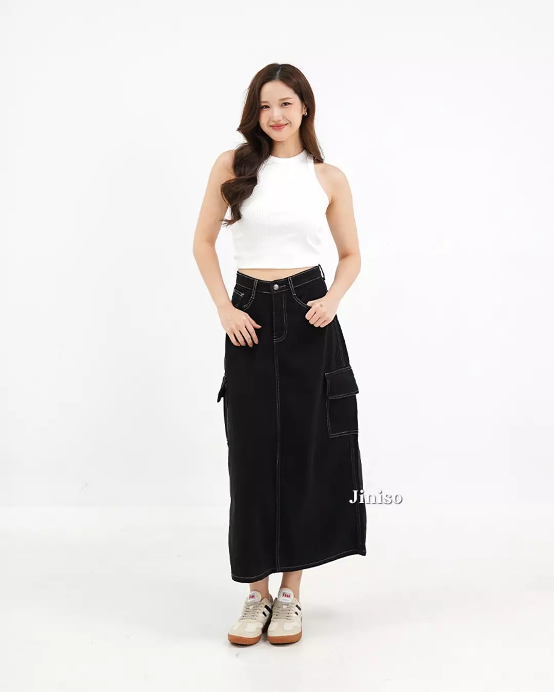 Highwaist Rok Cargo Jeans Panjang 985 SEVENTY