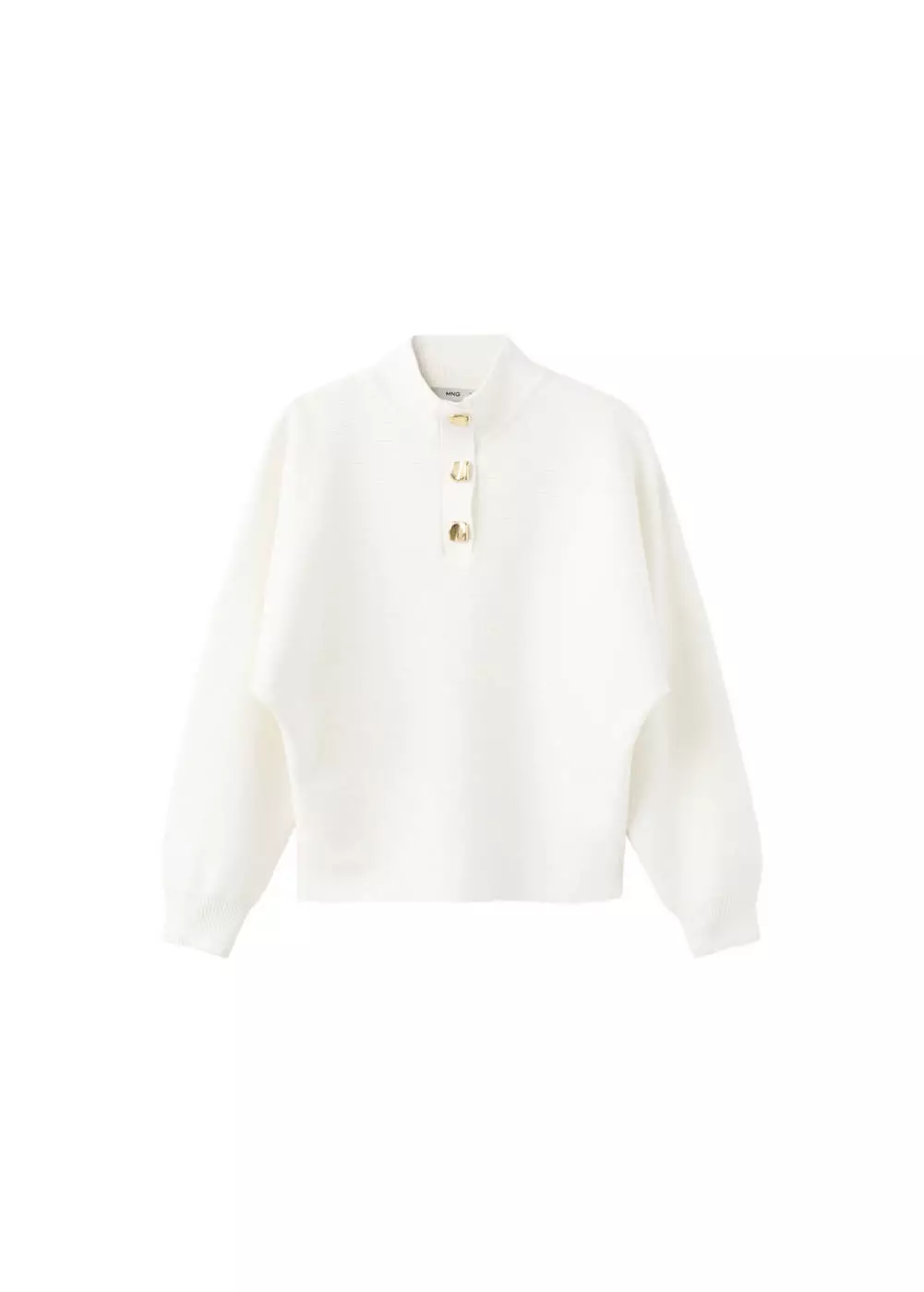 Sweater turtleneck dengan kancing permata sintetis