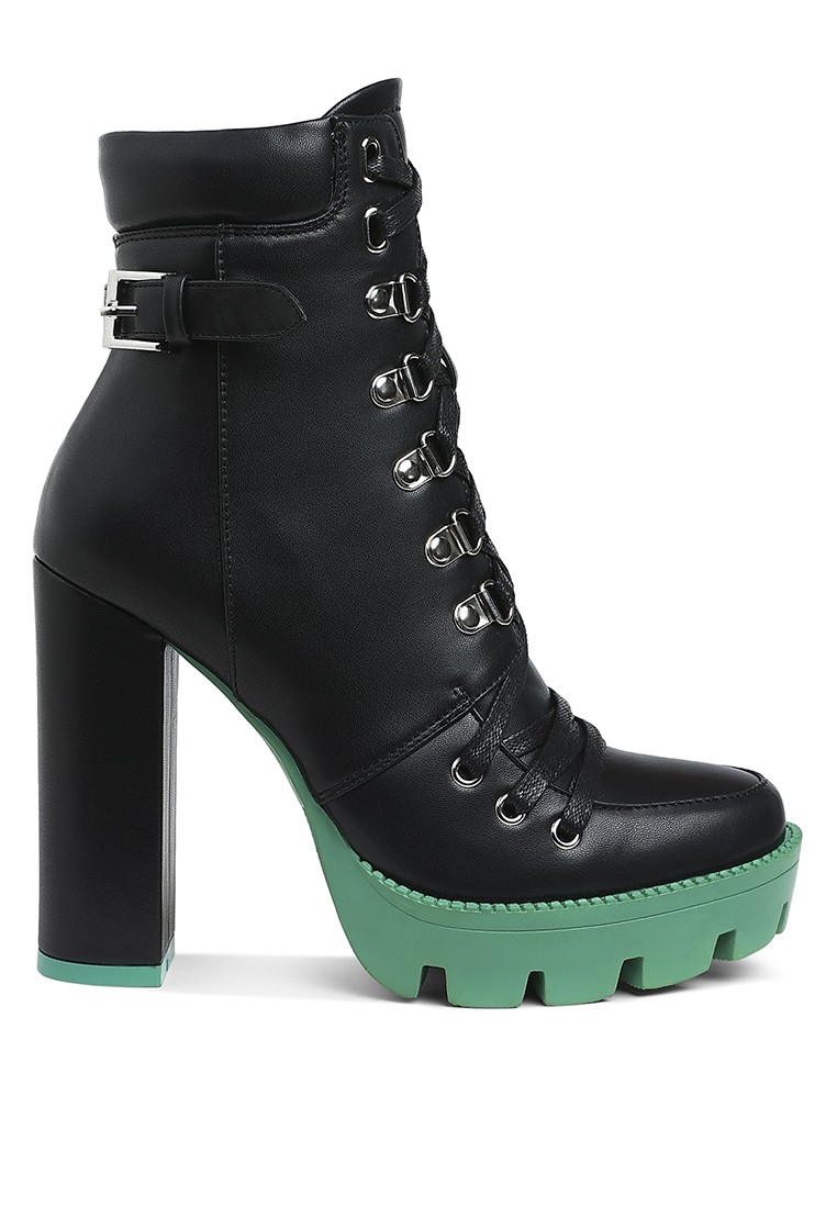 Cushion Collared Black Biker Boot
