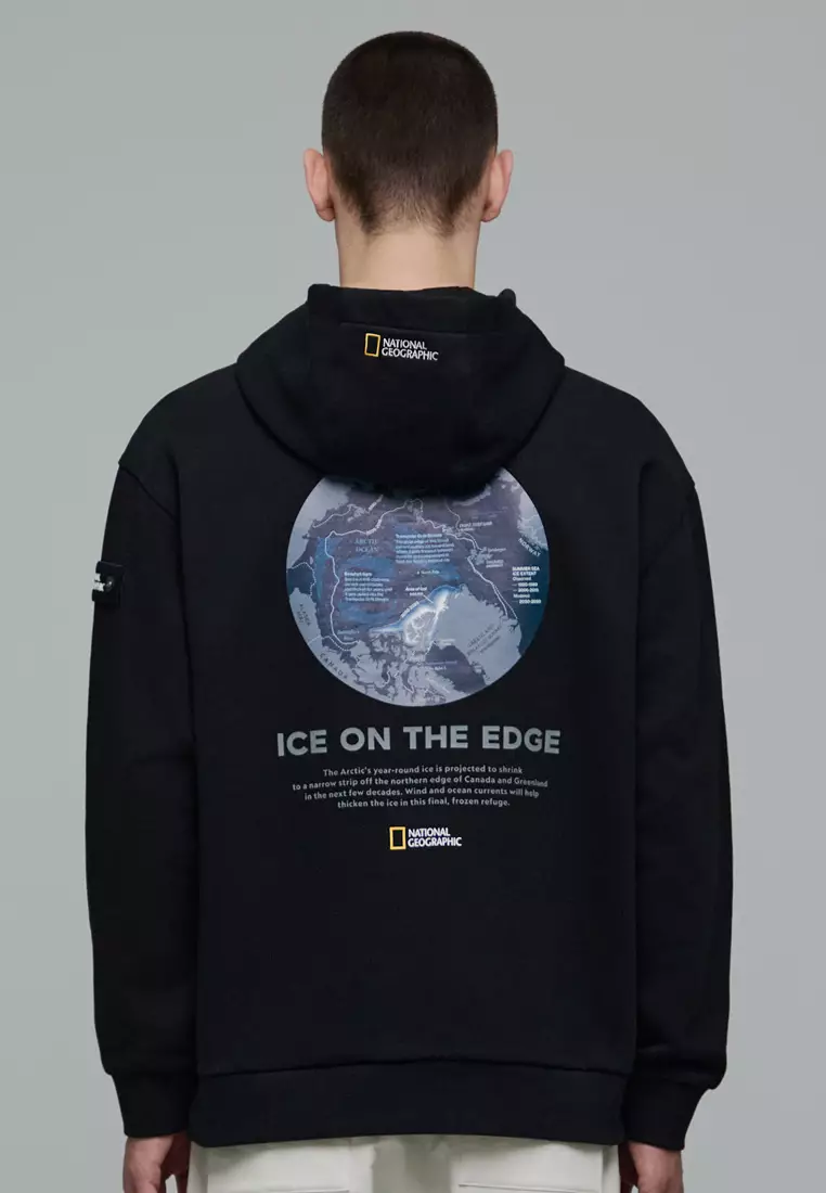 男女同款冰河圖案半寬鬆連帽衛衣