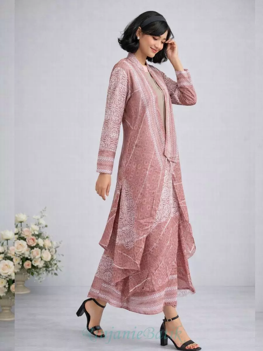 Rinjanie Batik - GSHI - CR - Gamis Shanghai Caramel