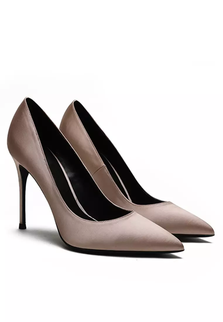 10CM Silk Fabrics Pointed High Heel Shoes HZL213