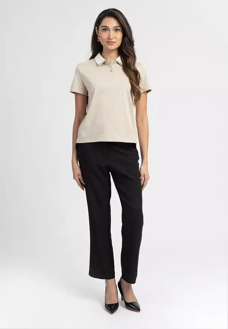 Serin Structured Knit Polo Top for Women
