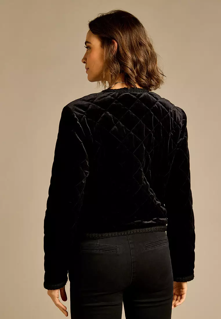 Ella Black Quilted Velvet Jacket