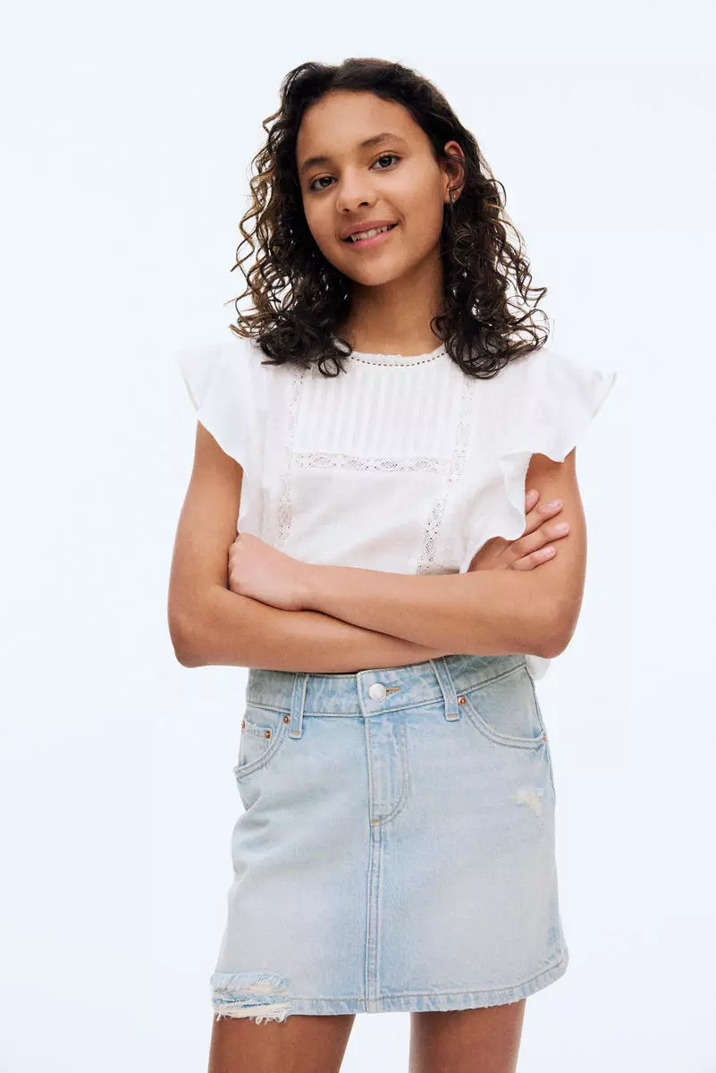 Buy H&M Worn-out-detail denim skirt Online ZALORA Malaysia