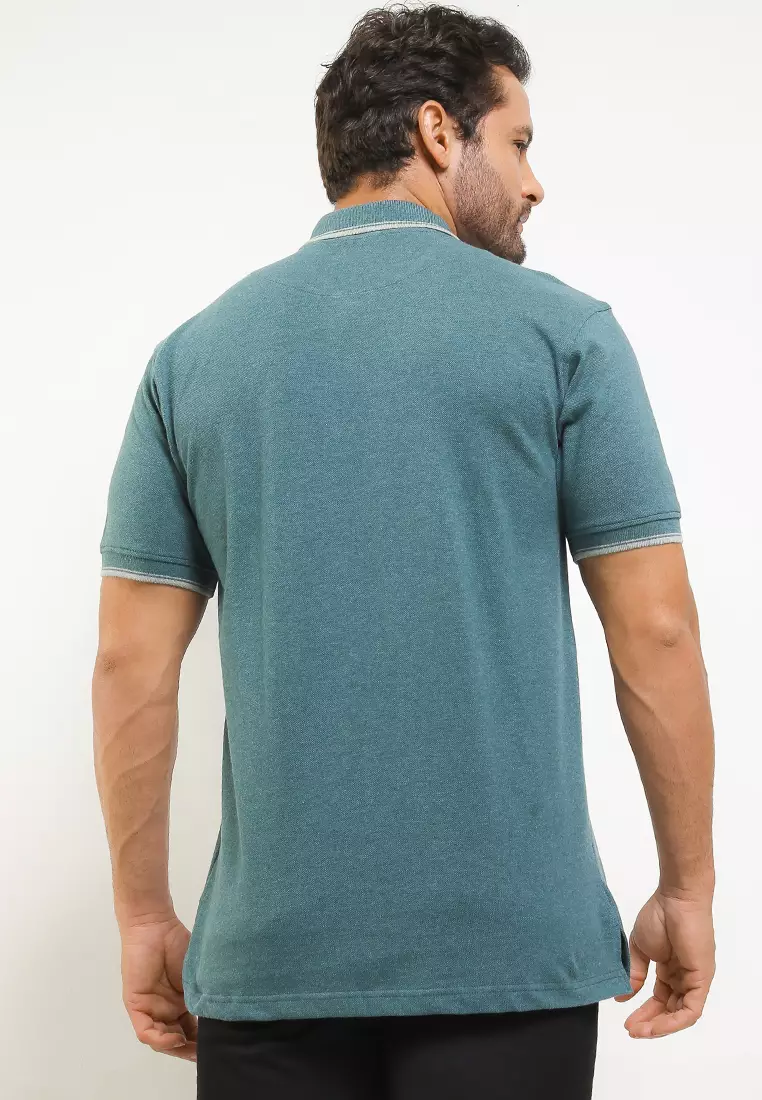 Crocodile CRCOLE 3 Seaform Green - Baju Pria Men Polo Shirt - Relax Fit - Katun