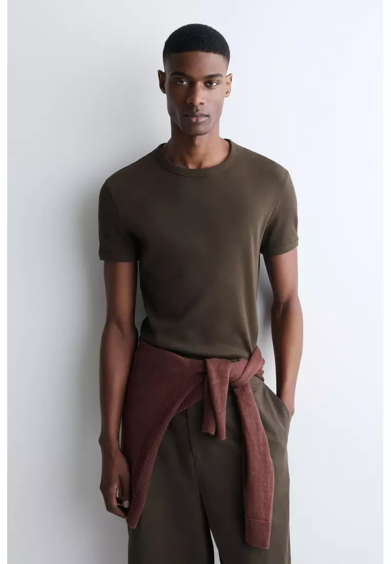 SLIM RIBBED COTTON T-SHIRT