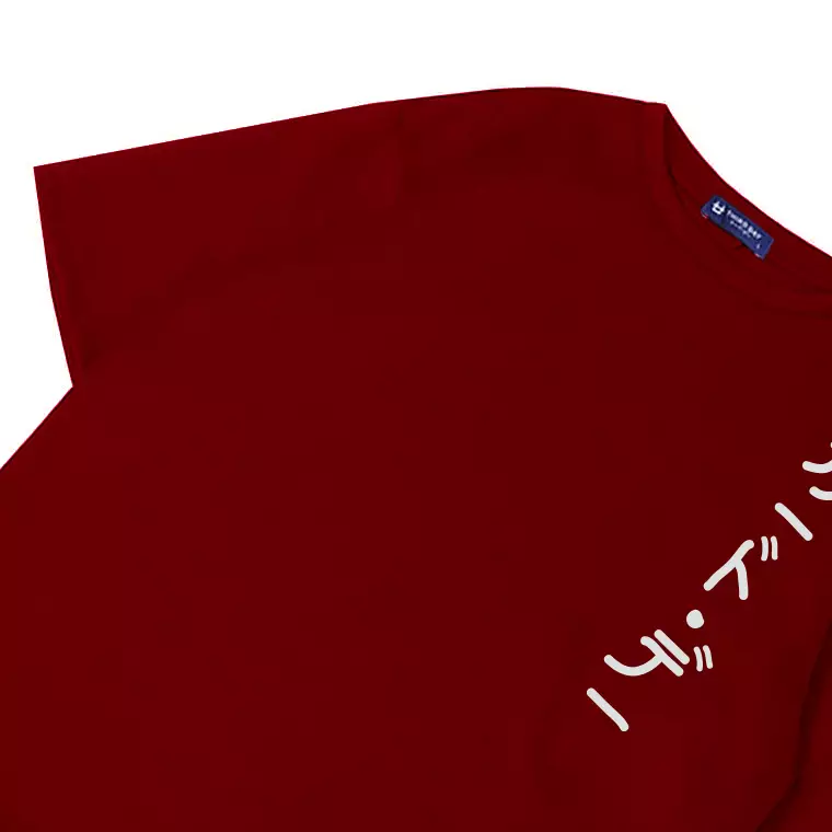 THIRDDAY Kaos Oversize Unisex Bahan Scuba  "katakana pixver" maroon MTY13