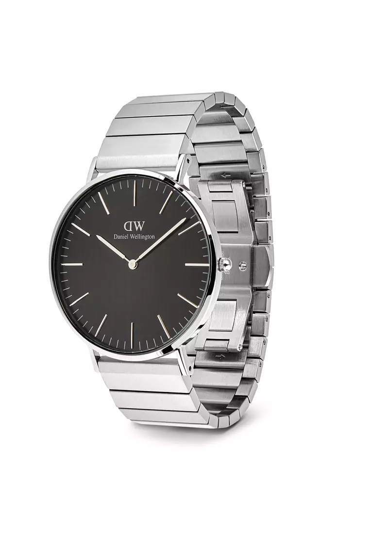 Classic 40mm Sterling Piano Silver Brushed Onyx - Men Watch stainless steel watch DW Official Authentic Original jam tanggan lelaki DW jam tangan