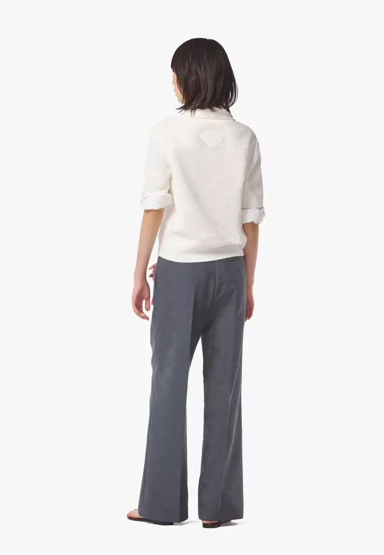 Mesh Knit Cropped Polo