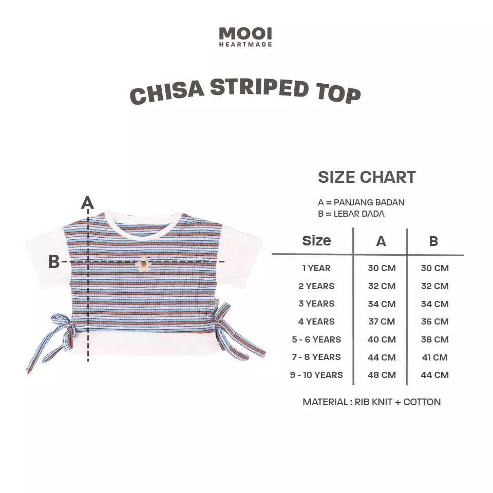 Mooi Atasan Anak Perempuan Chisa Striped Tee - Pink
