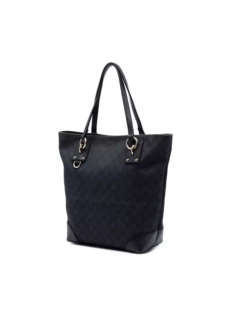Pre-Loved Gucci Gg Denim Charm Tote