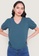 ForMe blue V-Neck Puff Sleeve Blouse DDF43AAC66589EGS_1