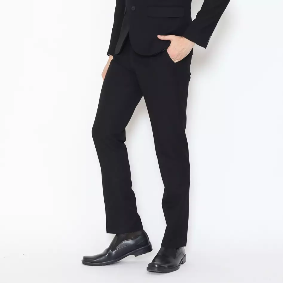 Lawell Celana Formal Pria Warna Hitam | Polyester Viscose Stretch Pinstripe | L-WORD