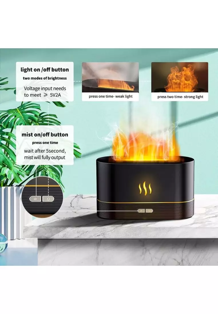 Buy Stitches & Tweed Flame Diffuser Mist Humidifier Black 2023 Online