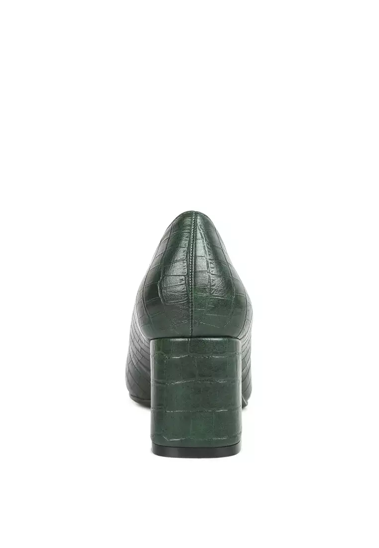 Buy London Rag Green Croc Block Heel Pump Shoes Online ZALORA Malaysia