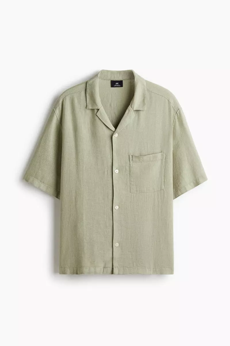 Regular Fit Linen-blend resort shirt