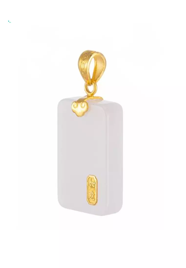 LITZ 999 (24K) Gold and Jade Pendant P184