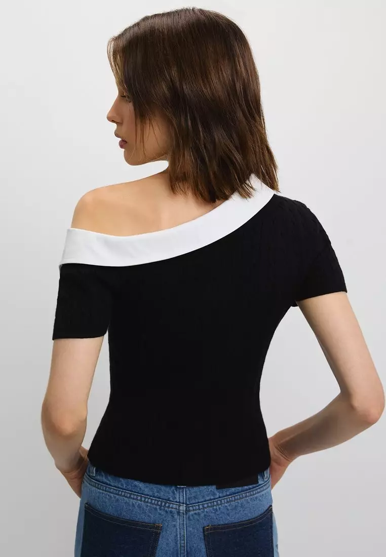 Asymmetric Knit Top - Black