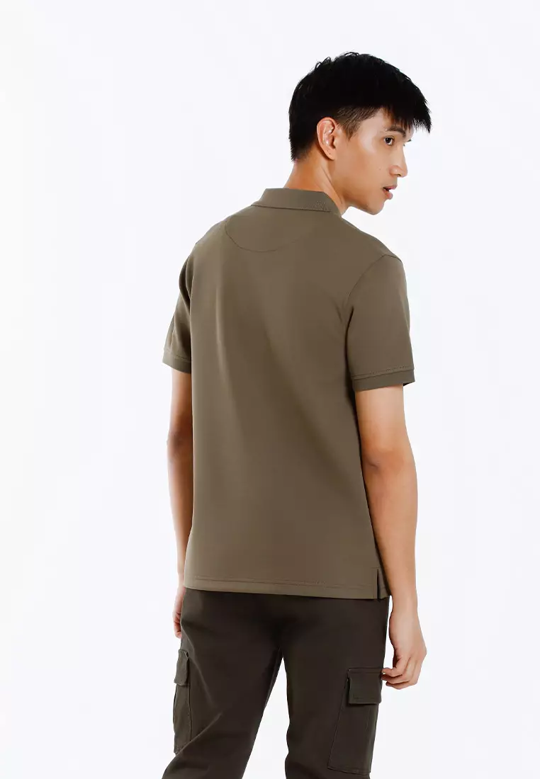 Forest Mens Stretchable Cotton Slim Fit Polo Tee - 23961-48Olive
