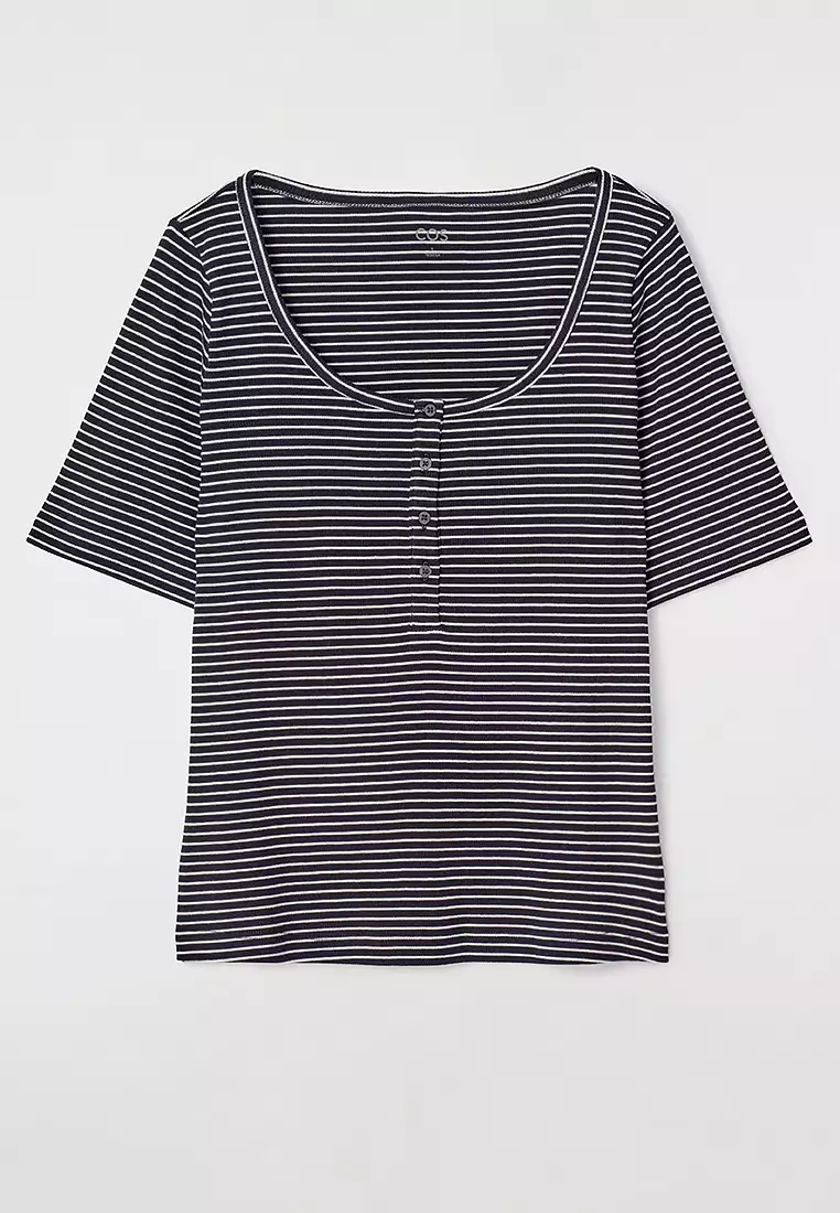 Ribbed Henley T-Shirt