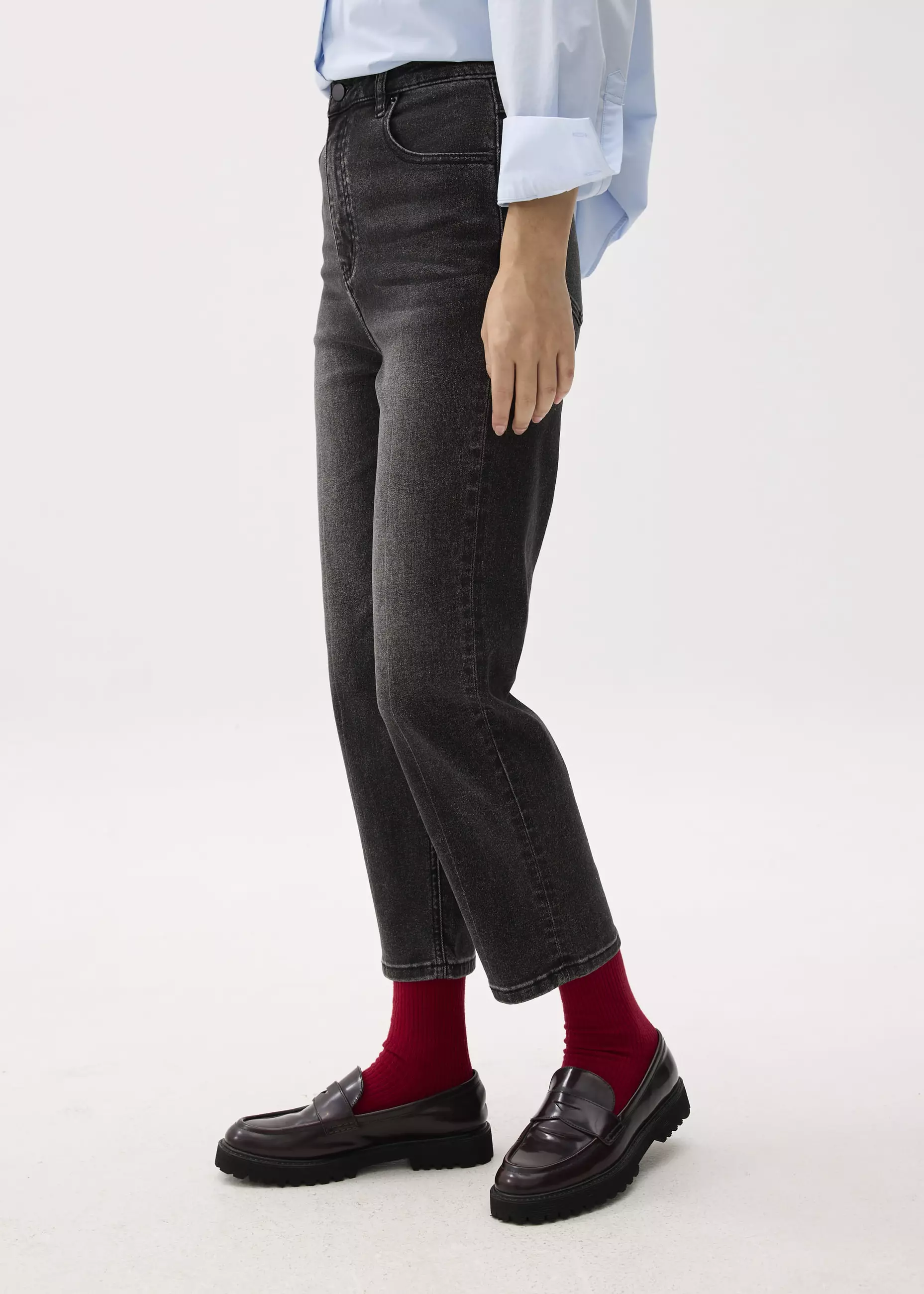 Jeans Wanita - Denim Ankle Length Straight Leg Jeans