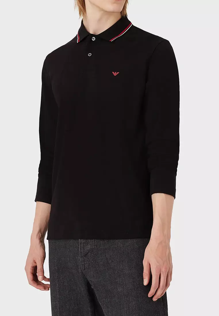 Men's Long-Sleeved POLO In Black 8N1FB5 1JPTZ