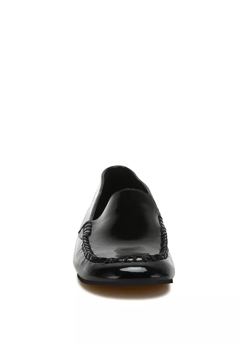 Patent Pleather Loafers in Black