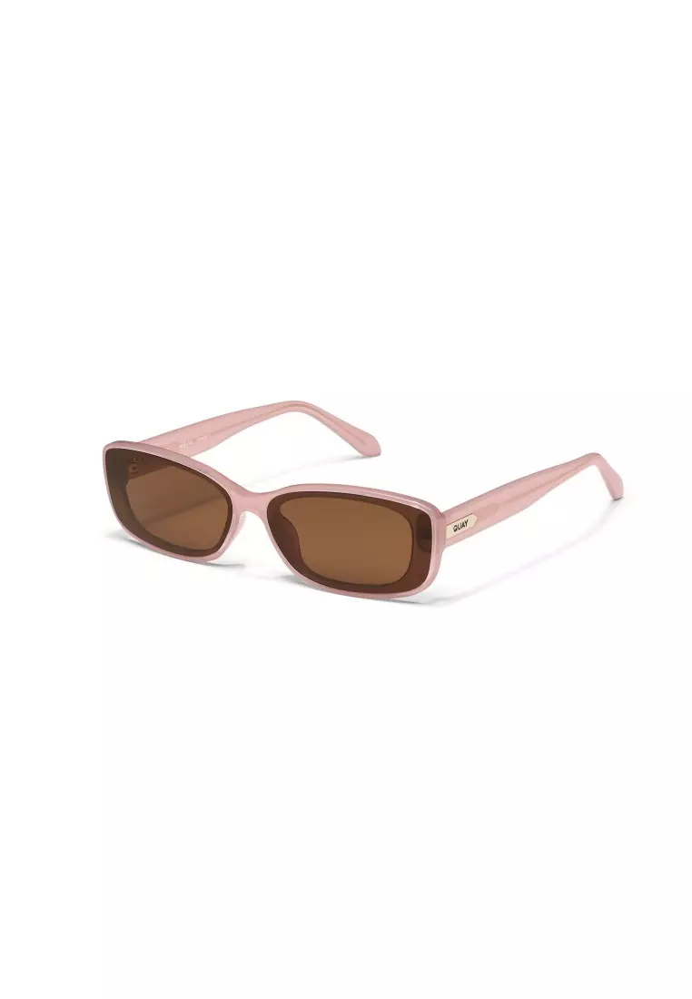 QUAY Vibe Check Sunglasses - Pale Pink/Brown
