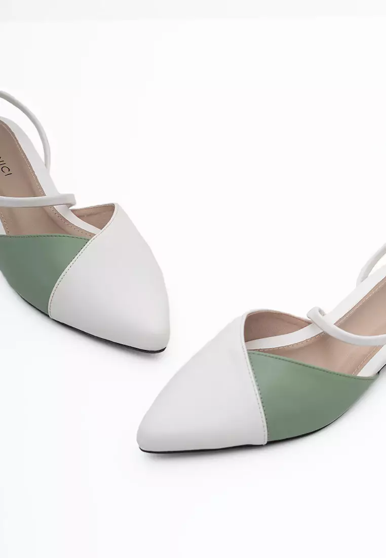 VIVI NICI - Auristela Sepatu Sandal Mules Hak 2 Cm White/Mint